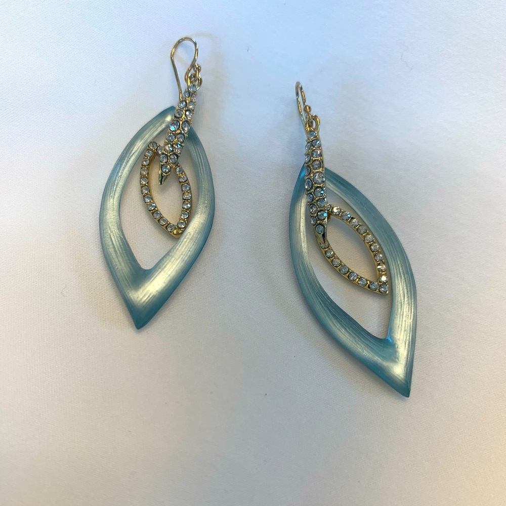 Alexis Bittar Blue and Gold Resin Drop Earrings